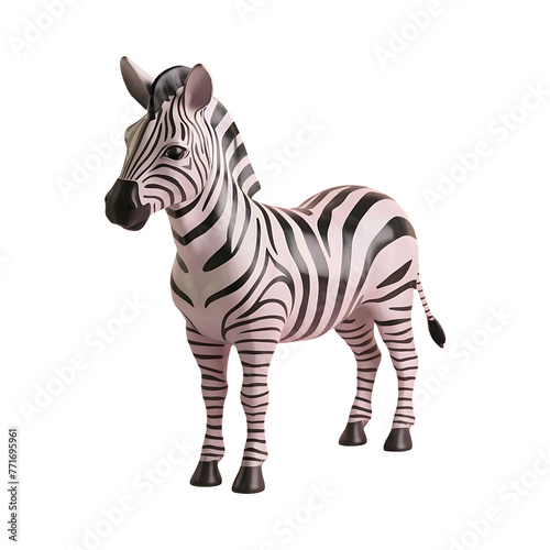 Zebra zebra with black and white stripes isolated on transparent background