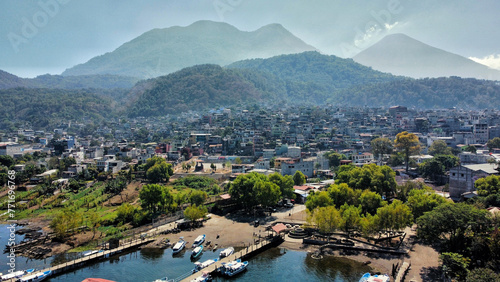 Aerial views of towns around Lake Atitlan. photo