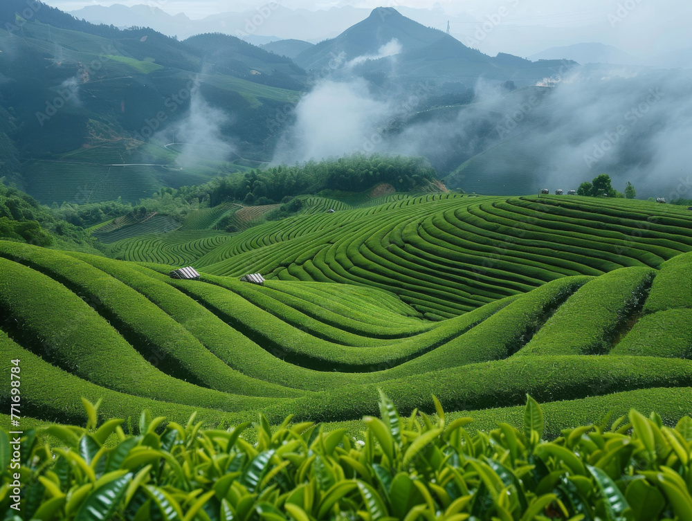 tea plantation, rice terraces in island