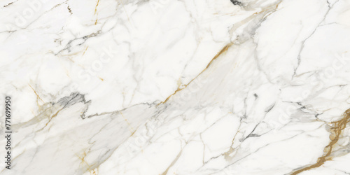 Golden Calacatta marble texture of a natural white and grey stone texture, used for wall and floor ceramic tile design. © Adel