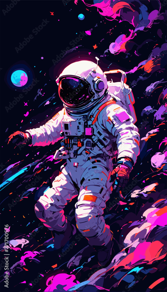 Captivating Neon Astronaut Journey Graphic Captivating Neon Astronaut Journey Graphic