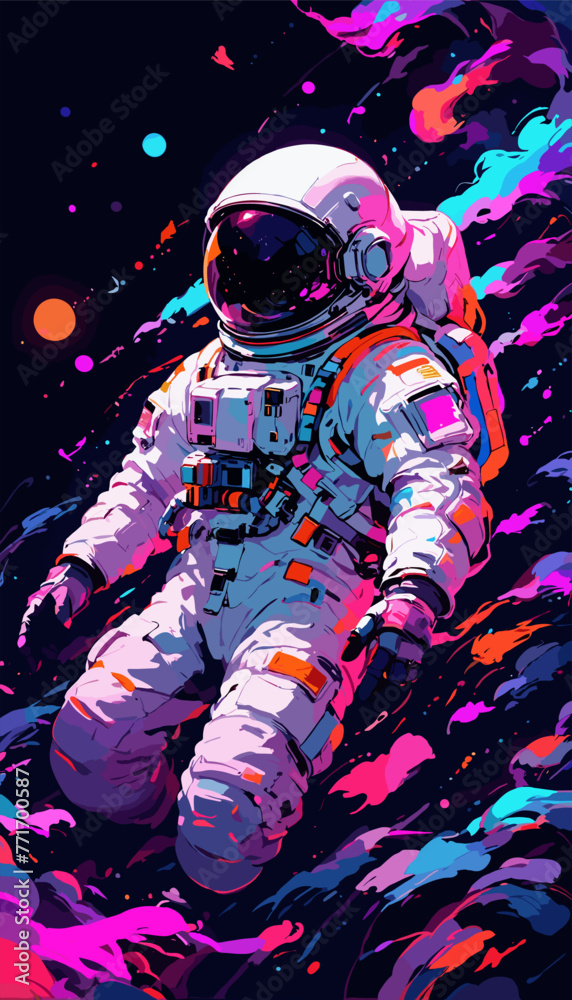 Stunning Neon Space Wanderer Vector Stunning Neon Space Wanderer Vector