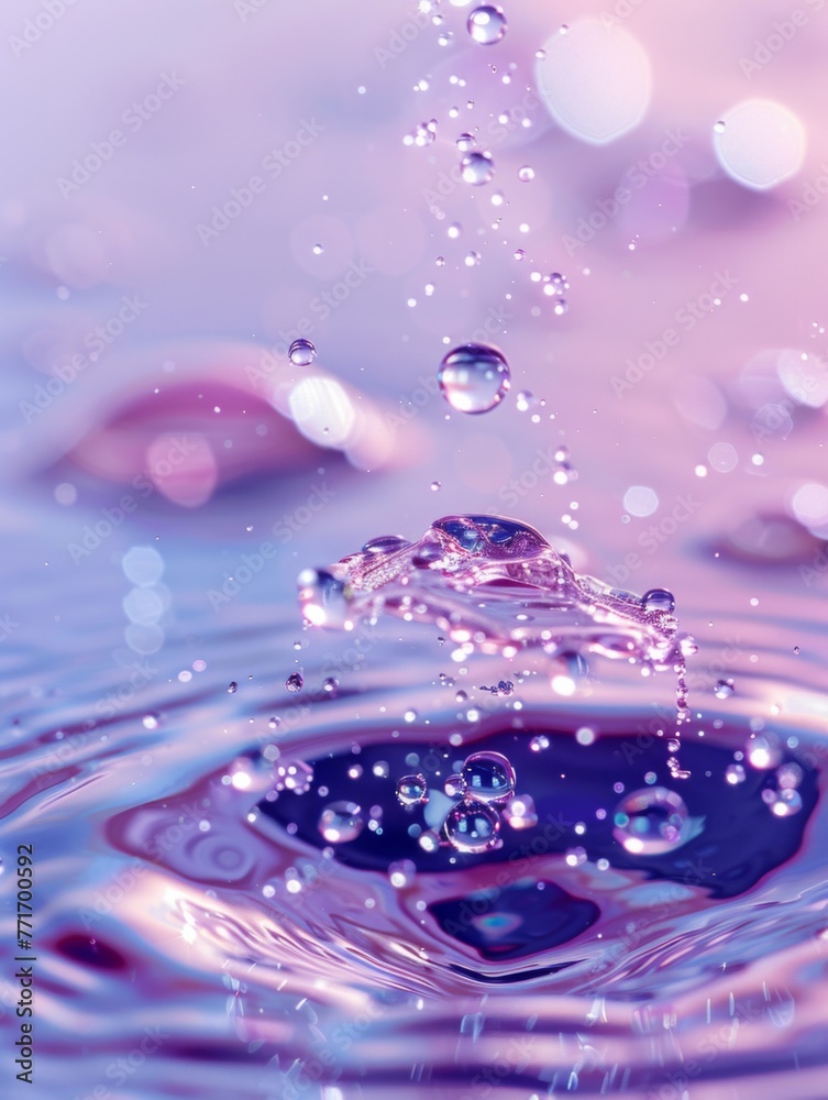 Close-up of a water bead falling, Transparent water droplets, Delicate grading of colors, Light and shade contrast Close-up of a water bead falling, Transparent water droplets, Delicate grading of colors, Light and shade contrast