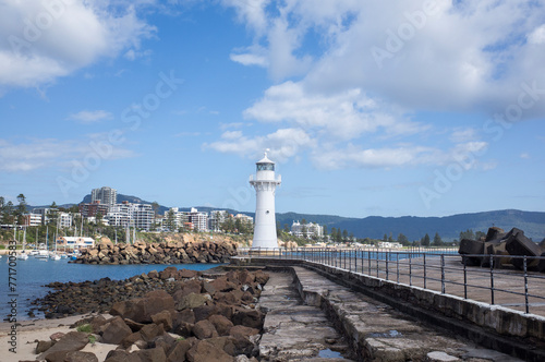lighthouse at Wollongong Harbour, southern beach, NSW, Australia