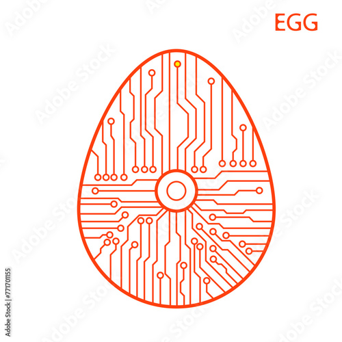 Abstract technology Easter egg. Happy Easter Egg.Abstract egg. Egg in an electronic circuit.