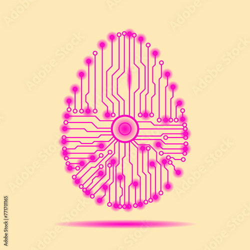 Abstract technology Easter egg. Happy Easter Egg.Abstract egg. Egg in an electronic circuit.