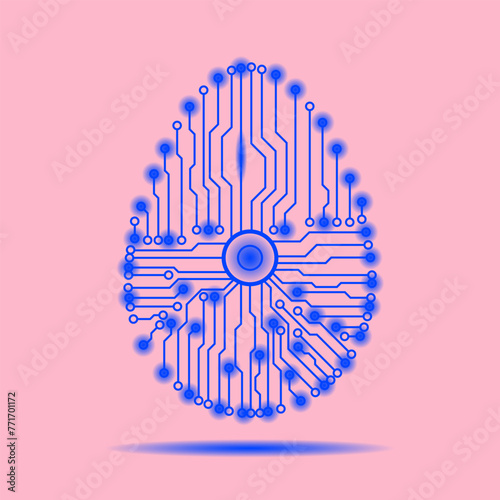 Abstract technology Easter egg. Happy Easter Egg.Abstract egg. Egg in an electronic circuit.