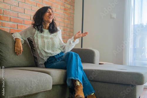 young woman happy at home