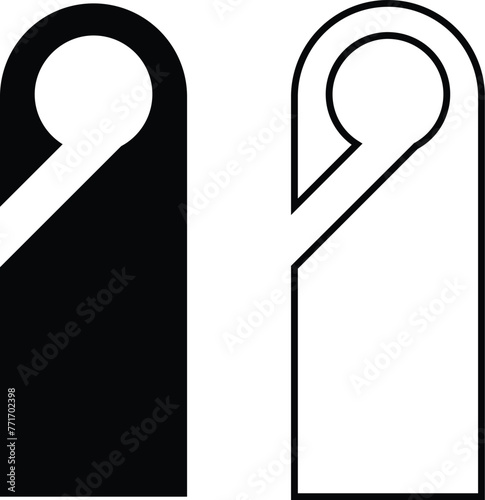 Hotel door hanger tags outline template icon signs set flat style design line vector collections. Empty door flyer or do not disturb mock up isolated on transparent background. Paper Door Handle Lock.