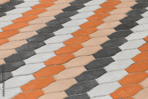 Colorful paving slabs floor colored abstract pattern city street surface stone texture background tile