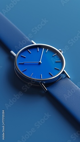 3D clay render of a stylish wristwatch, isolated on a solid background, sleek minimalism , clean sharp