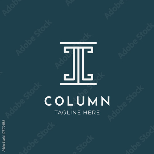 letter M pillar column logo design