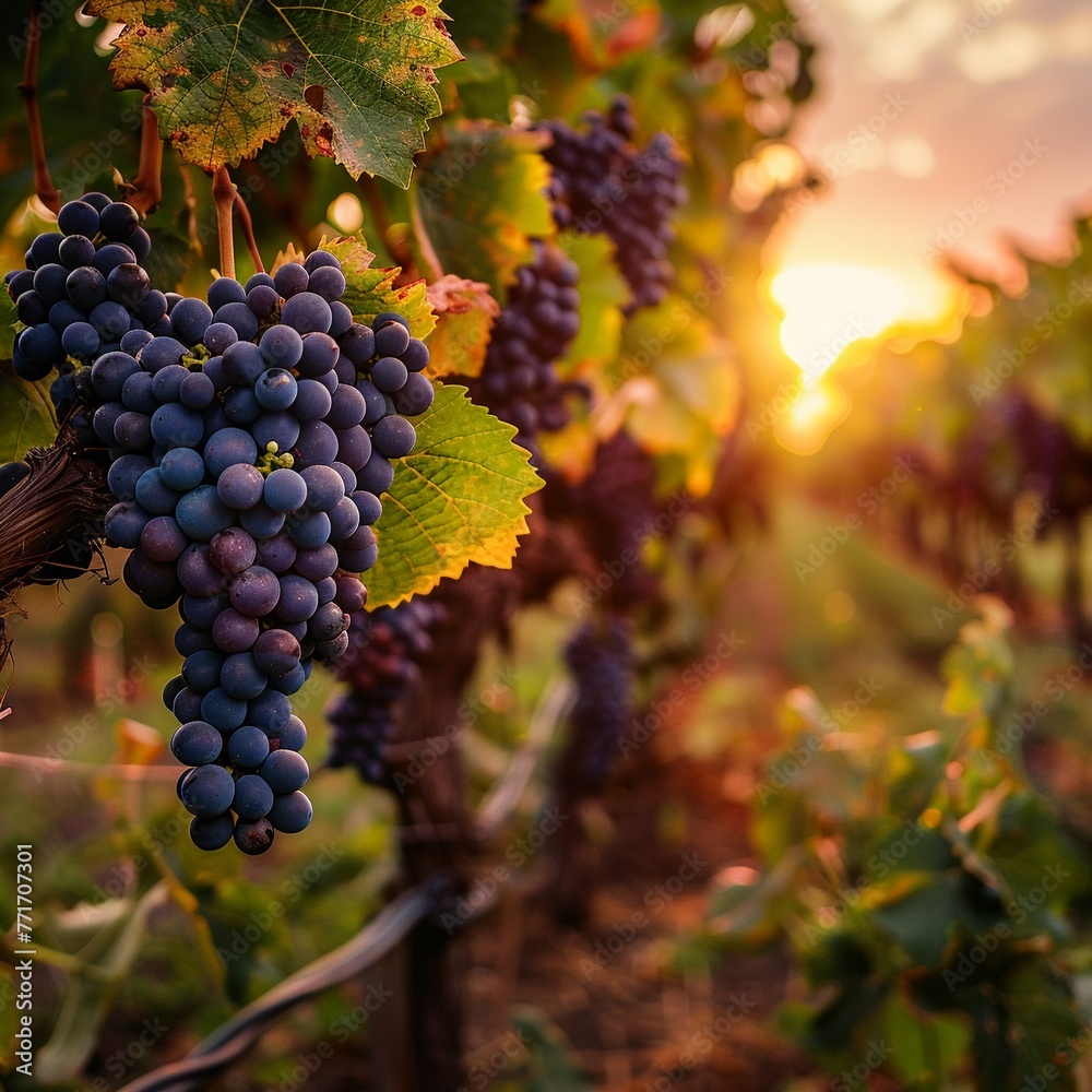 Dawn at the vineyard, wide lens, grape harvest for a fine wine industry wallpaper , cinematic