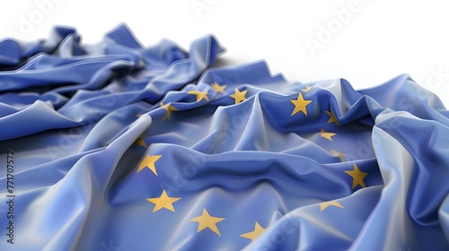 Europe flag. 3d illustration. with white background space for text. Close-up view. ai generated  photo