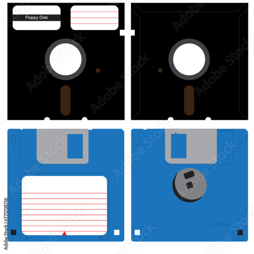 Set of floppy discs in both 3.5 and 5.25 inch versions, 3 ½ and 5.25 floppy disk storage, Retro Storage Mediums