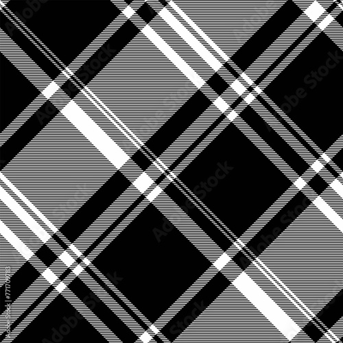 Minimal pattern texture seamless, scrapbooking fabric textile vector. Rug background plaid check tartan in black and white colors.