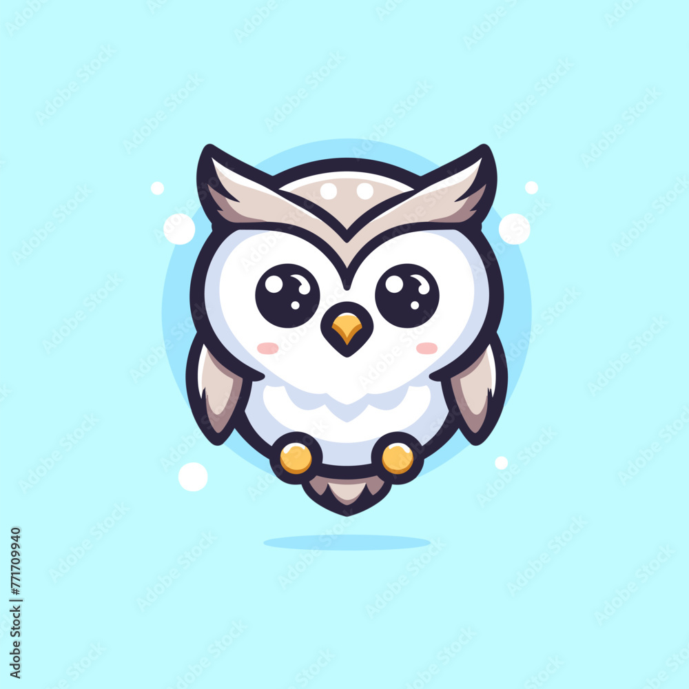 Owl Cute Mascot Logo Illustration Chibi Kawaii is awesome logo, mascot or illustration for your product, company or bussiness