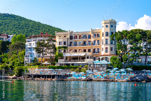 Fototapeta Naklejka Na Ścianę i Meble -  Croatia, beautiful Adriatic coast, Opatija riviera on Kvarner, popular beach and scenic tourist resorts