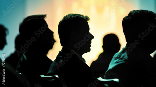 silhouette of Business people talking in conference audience
