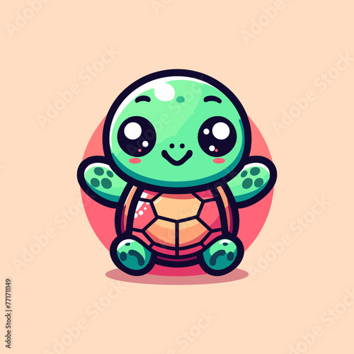 Turtle Cute Mascot Logo Illustration Chibi Kawaii is awesome logo  mascot or illustration for your product  company or bussiness