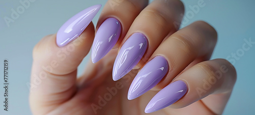 A soft lavender single-tone manicure
