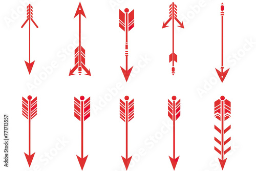 Vector type image of nine different types of red arrows. 2d image Ordered in rows and columns. the background of the image is transparent png --ar 3:2 Job ID: 3af27e4c-61f1-49e0-898f-9525d6545a85 photo