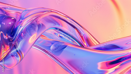 Fluid Holographic Waves, Vibrant Pink and Blue, Dynamic Abstract Background