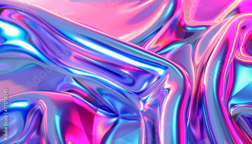 Satin Holographic Ripple, Soft Hues Abstract Design