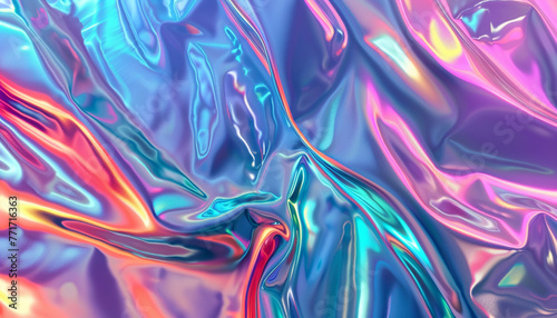 Liquid Holographic Flow, Blue and Pink Fluidity, Dynamic Abstract Design