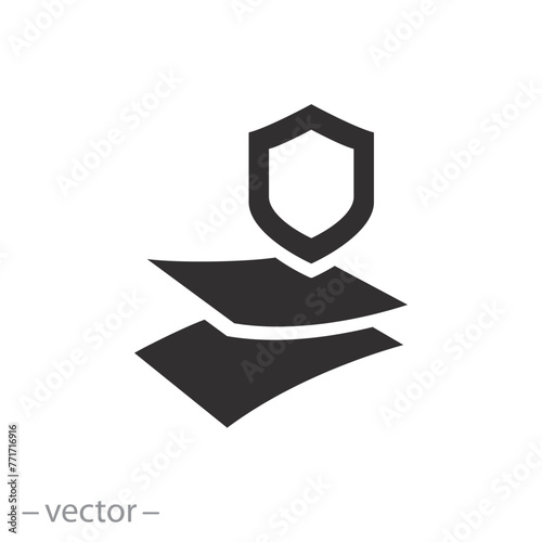 barrier of glass or film icon, protect layer, protection sheath, shield of damage, flat symbol on white background - vector illustration photo