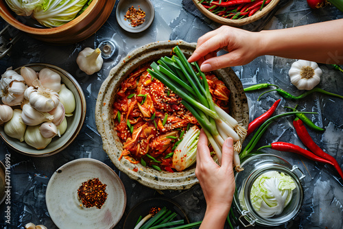 Step-by-step Process of Making Traditional Korean Kimchi in a Modern Kitchen