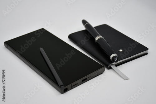 Luxury Smartphone and luxury notebook with pen