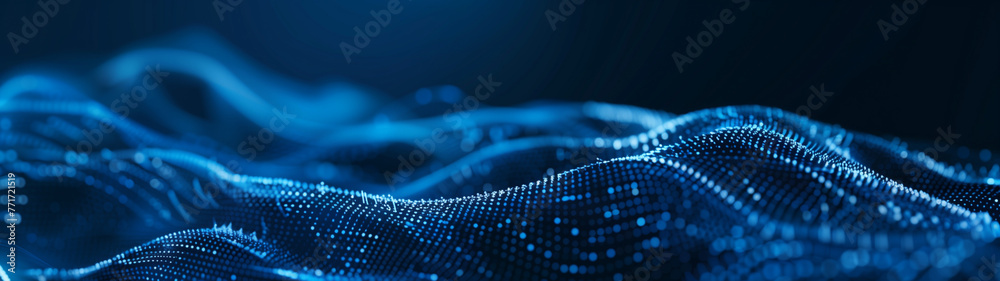 Visualization of a data network using light blue dots and lines on a ...
