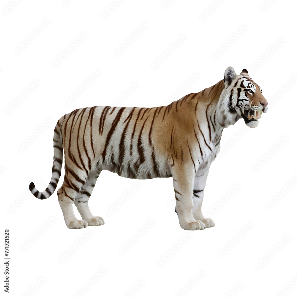 Naklejka premium White tiger white tiger side view cut out isolated on transparent background
