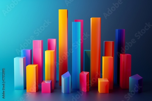   A stylized bar graph  with each bar represented by a unique abstract shape