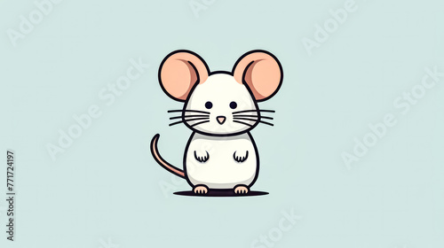 A cartoonish pink mouse with a big smile on its face.