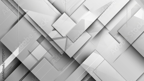 Abstract geometric shapes in grayscale hues - A visually stunning image featuring a variety of geometric shapes overlaid and intertwined in a monochromatic grayscale color palette