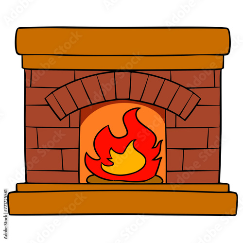 warm fireplace illustration hand drawn isolated vector	