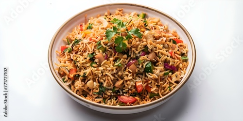Delicious Bhel Puri: A Savory Indian Street Food Snack with Puffed Rice, Vegetables, and Tamarind Sauce. Concept Indian Cuisine, Street Food, Snack Recipe, Authentic Flavors, Vegetarian Dish