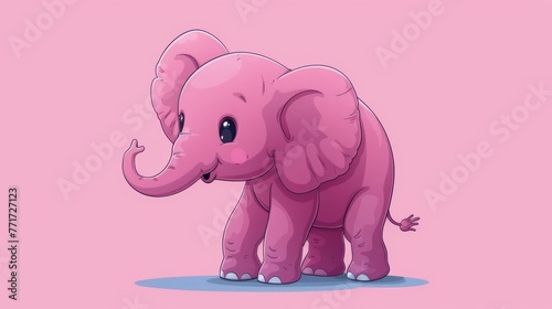  Pink elephant, on pink floor with pink walls surrounding