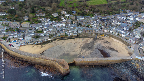 Mousehole Harbour aerial shot