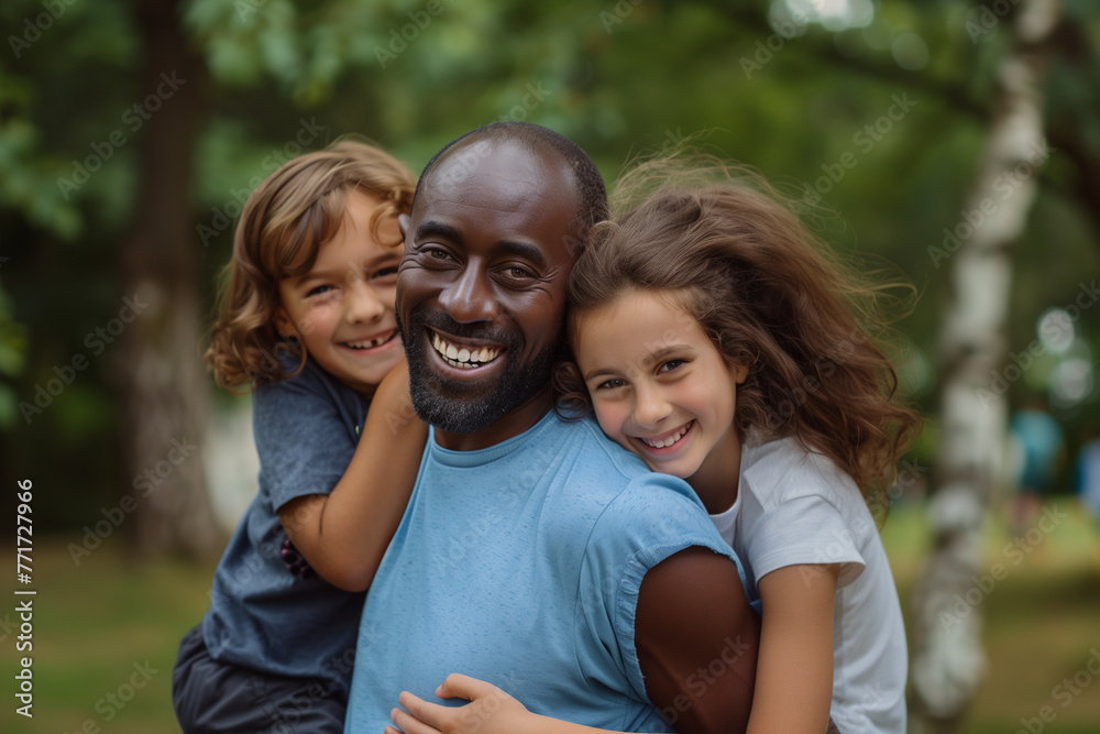 multi racial family having fun in the park