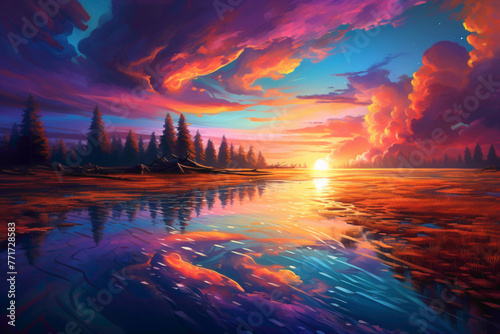 Watch in awe as the sky transforms with the vibrant colors of a dynamic sunrise gradient.