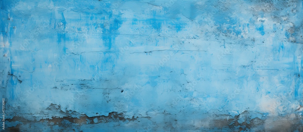 A close up of a wall painted in electric blue with peeling paint, creating a fluid pattern reminiscent of a freezing liquid in a visual arts masterpiece A close up of a wall painted in electric blue with peeling paint, creating a fluid pattern reminiscent of a freezing liquid in a visual arts masterpiece