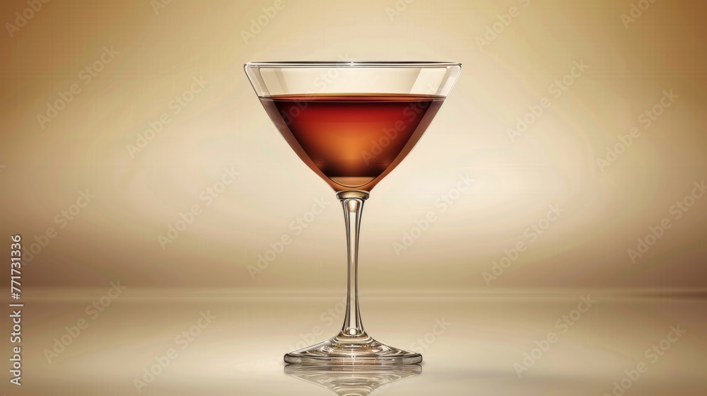 Close-up wine glass, white background, brown liquid Close-up wine glass, white background, brown liquid