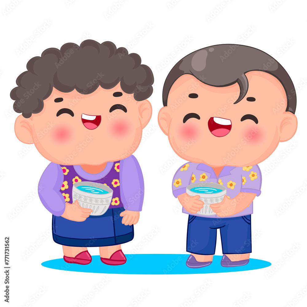 Cute little children playing with water gun on Songkran day Cute little children playing with water gun on Songkran day