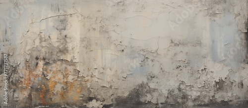 A detailed shot of a worn concrete wall showcasing the peeling paint, adding texture and character to the buildings exterior © AkuAku