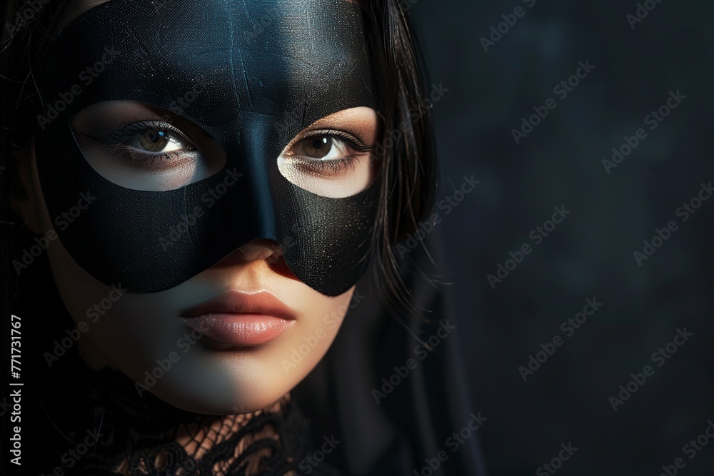 Woman in Black Mask and Dress