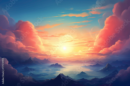 Embrace the promise of a new beginning with the dynamic sunrise gradient as your guide. photo