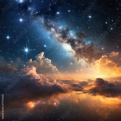Numerous stars beautifully illuminating the sky, a mysterious sky